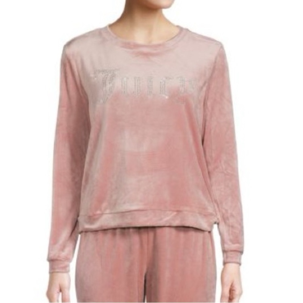 Juicy Couture Sleepwear Y2K Rhinestone Logo Velour Long Sleeve Cozy Sleep Top XL